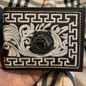 Men’s Western Bi-Fold Wallet Brown And White Piteado Style